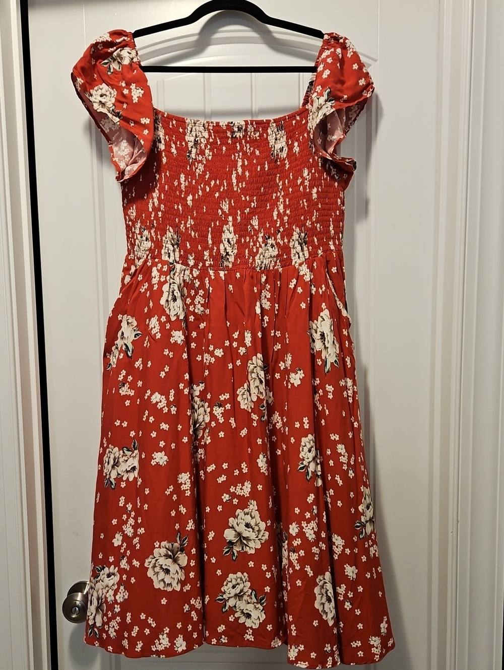 torrid Flutter Sleeve Red Floral Smocked Dress
